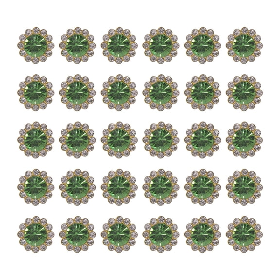 WHAMVOX 50Pcs Rhinestone Button Embellishments Sunflower Shape Green For Scrapbooks Diy