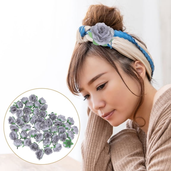 WHAMVOX 50pcs 3cm Artificial Roses Flower Heads Wedding Decoration (Grey)