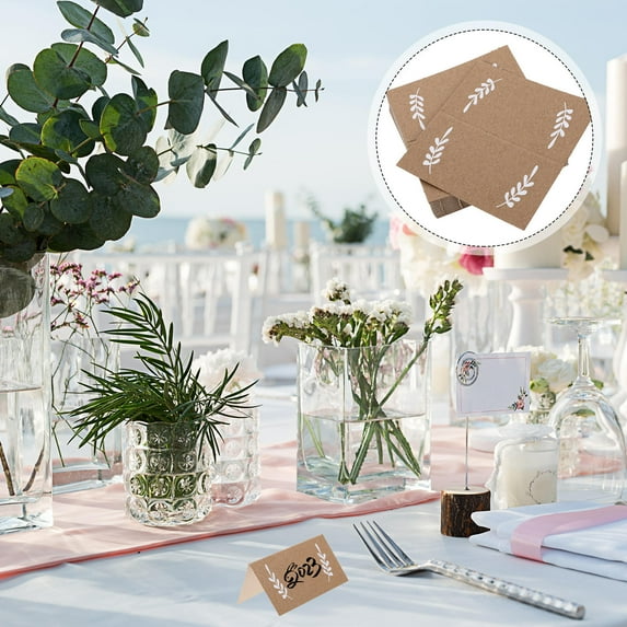 WHAMVOX 50pcs Blank Tent Name Cards Name Place Cards Delicate Wedding Table Seating Cards