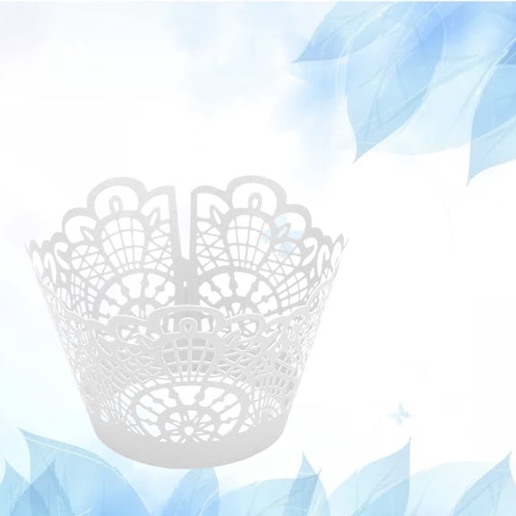 SKISUNO 50Pcs White Paper Cupcake Holder Cups Easy to Assemble for Anniversary Wedding Events