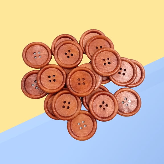 SEWCHICS 50pcs MM Orange Wooden round Button with 4 Holes for DIY Crafts
