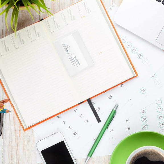 WHAMVOX 50pcs Clear Plastic Index Card Holders Self Adhesive Label Pockets for Organizing Storage Bins Library Classroom