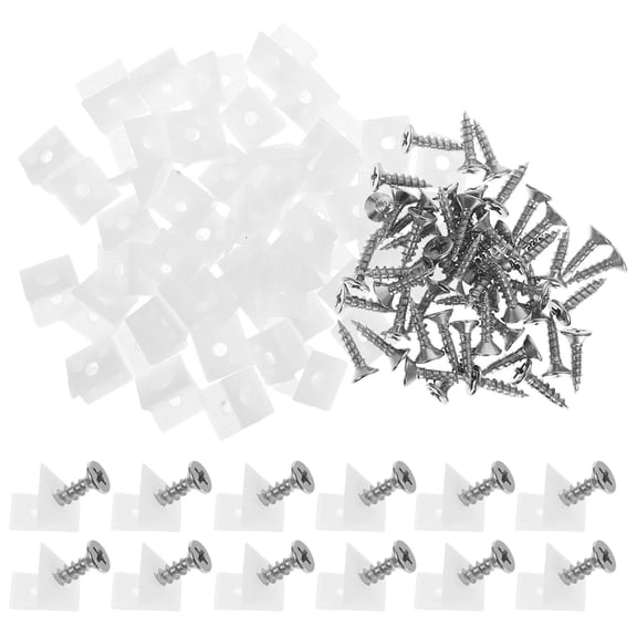 WHAMVOX 50pcs Furniture Corner Wedges with Self-Tapping Screws Plastic Fastener for Cabinet and Wardrobe Shelves for Drawer Fixing Bracket and DIY Furniture Mending