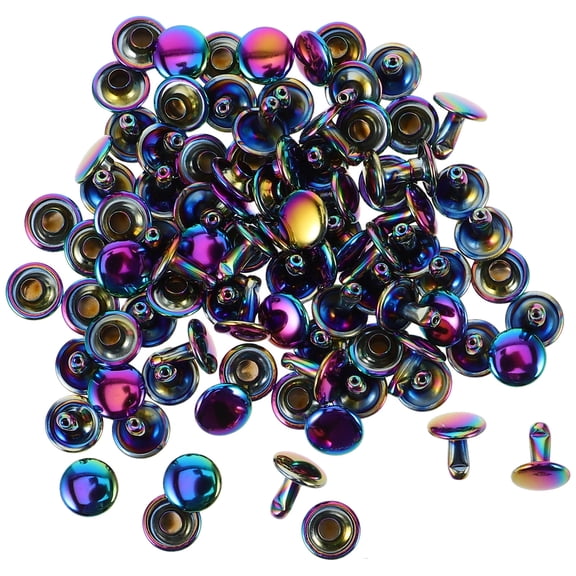 WHAMVOX 50pcs Metal Double Cap Round Rivets Tubular Rivets Metal Button Tubular Studs for Purse Clothes Shoes Bags Spike Repair DIY Decoration