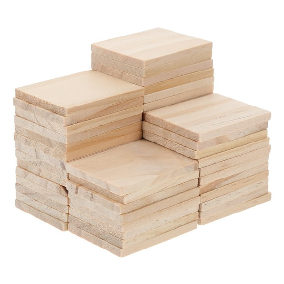 WHAMVOX Wood Blocks for Crafting Creative DIY Projects and Home Decor Beige Wood Unfinished Rectangle Pieces 50pcs
