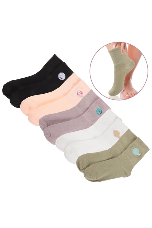 5Pairs Cotton Socks Patterned Mid Tube Style For School And Activities