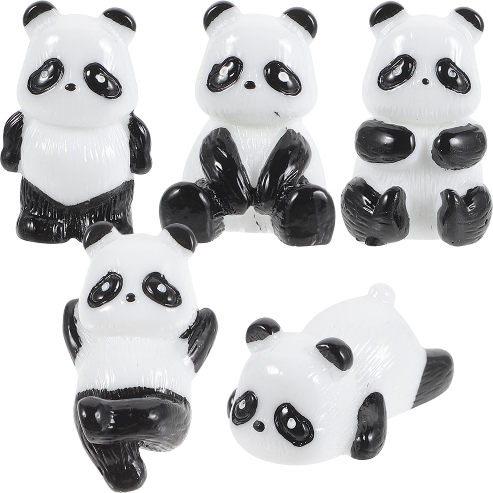 WHAMVOX 5Pcs Panda Cake Decoration Tiny Animal Figure in Resin for Home and Car Interior