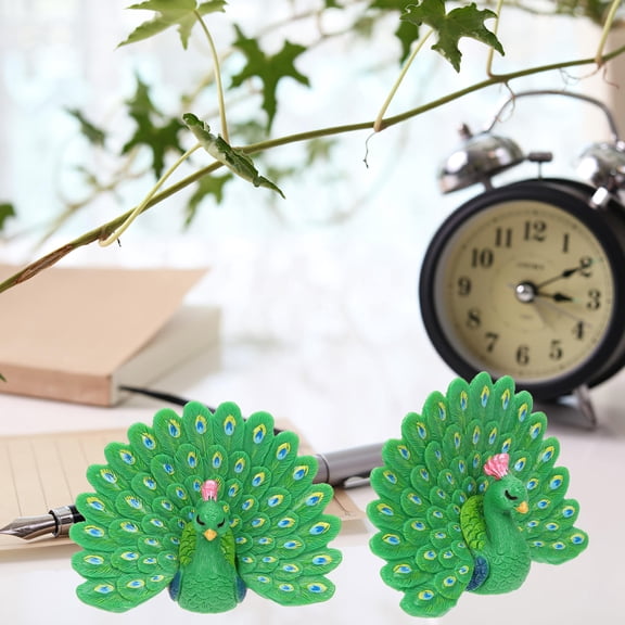 WHAMVOX 5Pcs Peacock Shape Figurine Miniature Figurines for Crafts Realistic Style
