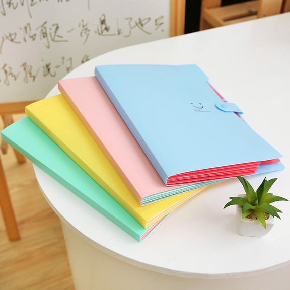 WHAMVOX 5pcs 5 Pockets Plastic Expanding File Folders Snap Closure Accordion Folder Paper Document Organizer