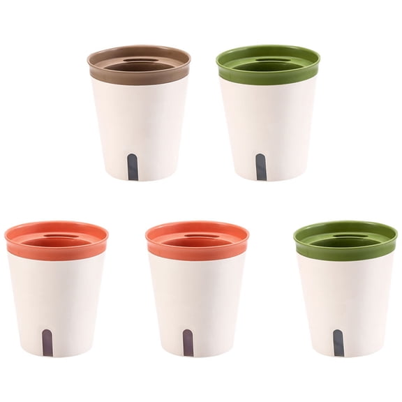 SEWCHICS 5-Pack Self-Watering Resin Flower Pots with Automatic Water Absorption for Indoor and Outdoor Plants