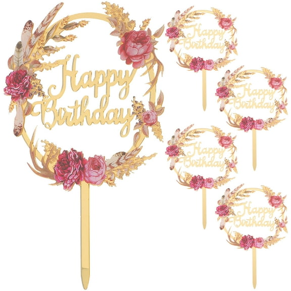 DECORNIJIA Party Cake Pick Chic Design Acrylic 5pcs