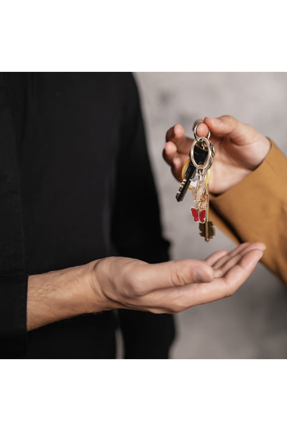 5pcs Butterfly Keychains With Sparkling Rhinestones Acrylic Zinc Alloy Butterfly Charm Keyring Pendant For Purse Bag Backpack