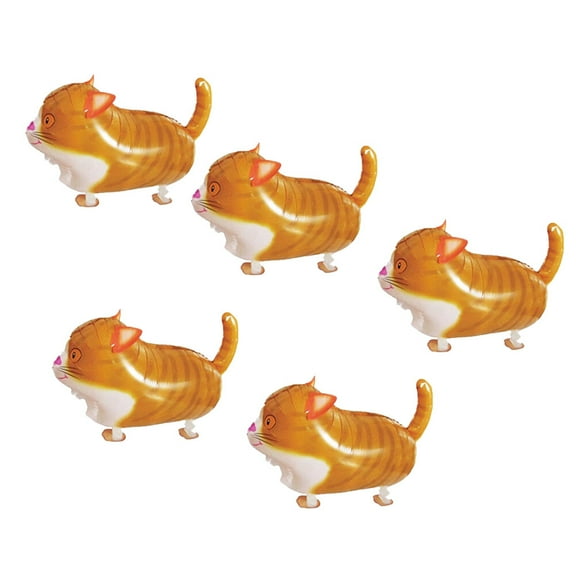 WHAMVOX 5pcs Cat Walking Animal Foil Balloons Premium MultiColor Party Decorations for Kids 18 Inch