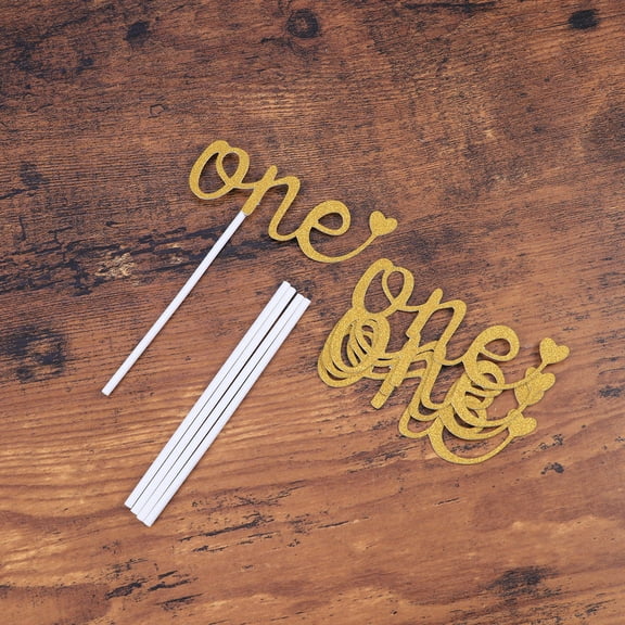 WHAMVOX 5pcs Cupcake Topper Decorative Love Cupcake Picks Sign for Engagement Wedding Party Cake Decoration (Gold)