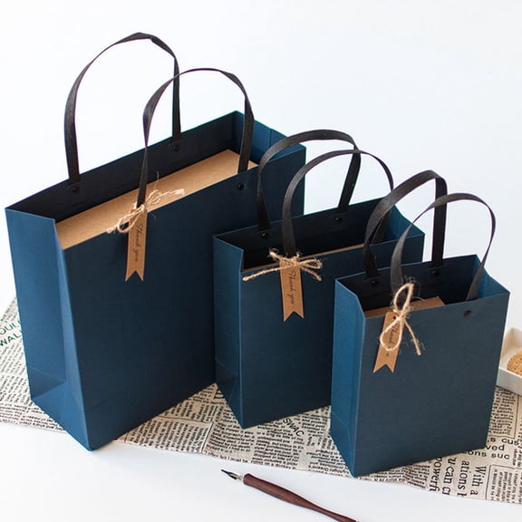 WHAMVOX 5pcs Fashion Paper Handbag Birthday Gift Bag Creative Storage Pouch Solid Color Gift Bag (Blue, Size )
