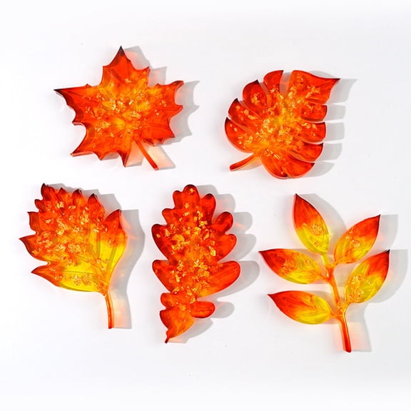 ROMANSENTIAL Molds For Resin Crafts DIY Mold Silicone White 5Pcs Leaf Shape Handmade Tools