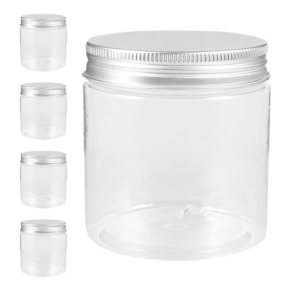WHAMVOX 5pcs Mini Transparent Aluminum Lid Storage Jars for Spices and Sauces Durable Plastic 200ml