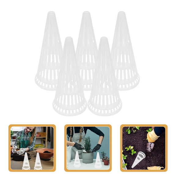 WHAMVOX 5pcs Plastic Net Cups Hydroponic Planting Mesh Pots Small Planting Baskets Pots Plant Containers