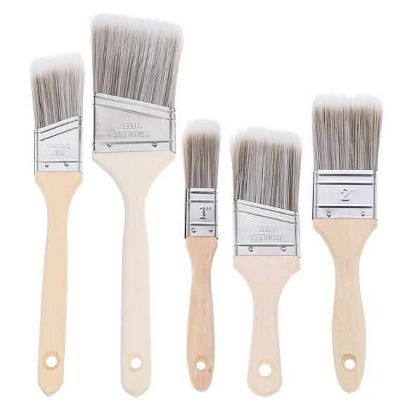 WHAMVOX 5pcs Portable Wall Paint Brushes with Wooden Handles, Reusable Paint Brushes for Home, , and Art Projects