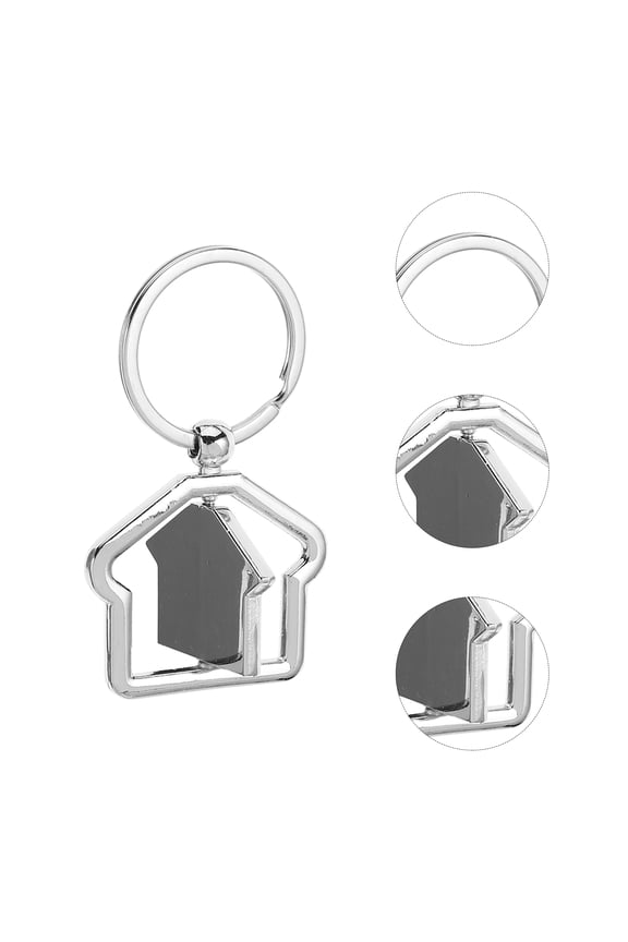 5pcs Rotatable House Shaped Keychain Metal Pendant Keyring Bag Hanging Keychain Novelty House Charm For Men and Women