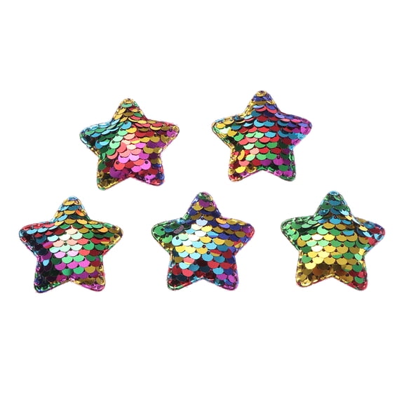 WHAMVOX 5pcs Sequin Stars Mermaid Scale Decoration Crafts Supplies DIY Accessories for Clothing Headdress (Colorful)