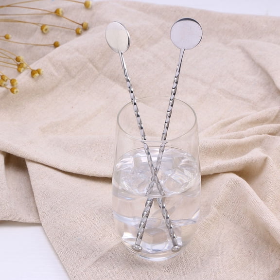 WHAMVOX 5pcs Stainless Steel Swizzle Mixing Sticks Bar Cocktail Muddler Drink Mixer Stirring Sticks (Round Bead Style)