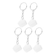 KHBUAB 5pcs White Tooth Shaped Keychain with Classic Design for Kids 2.8 0.8 0.8in