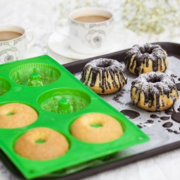 WHAMVOX 6 Cavity Silicone Cake Baking Cake Nonstick Bakeware Mould Cake Making Shape for DIY Dessert (Random Color)