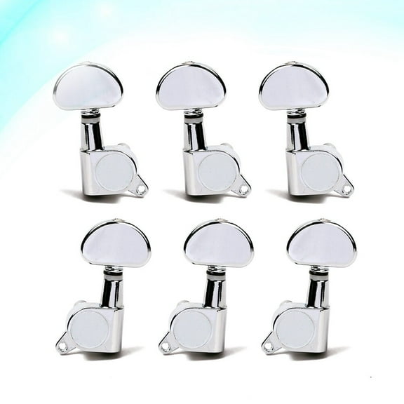WHAMVOX 6 PCS 3L3R Sealed Electric Guitar String Tuning Pegs Tuners Machine Heads with Mounting Screws Ferrules Bushings for Acoustic Electric Guitar (Silver/ Half Round)