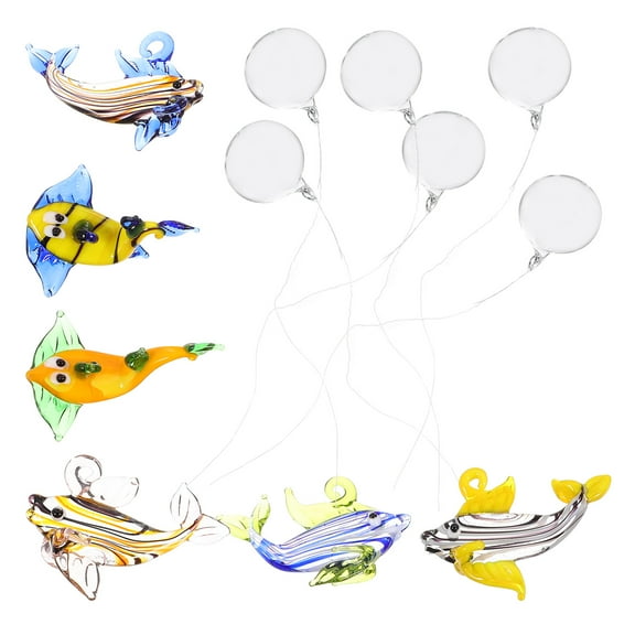 WHAMVOX 6 PCS Aquarium Float Ball Decoration Fish Tank Blown Glass Fish Figurine