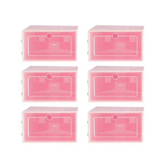 WHAMVOX 6 PCS Shoe Box Clear Boxes for Closet Organizers Storage Pink
