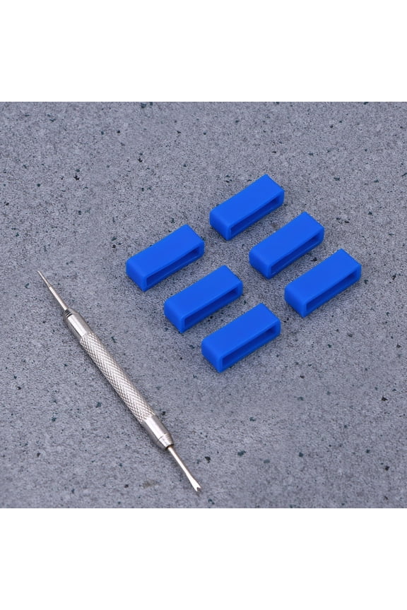6Pcs Silicone Watch Band Strap Loops Blue Durable Watch Accessories with Repair Tool