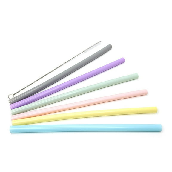 WHAMVOX  6 PCS Silly Straw Reusable Silicone Set Straight Convenient