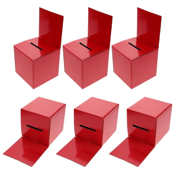 WHAMVOX 6 Pcs Ballot Box Guest Wedding Card Boxes for Reception Bridesmaid Red