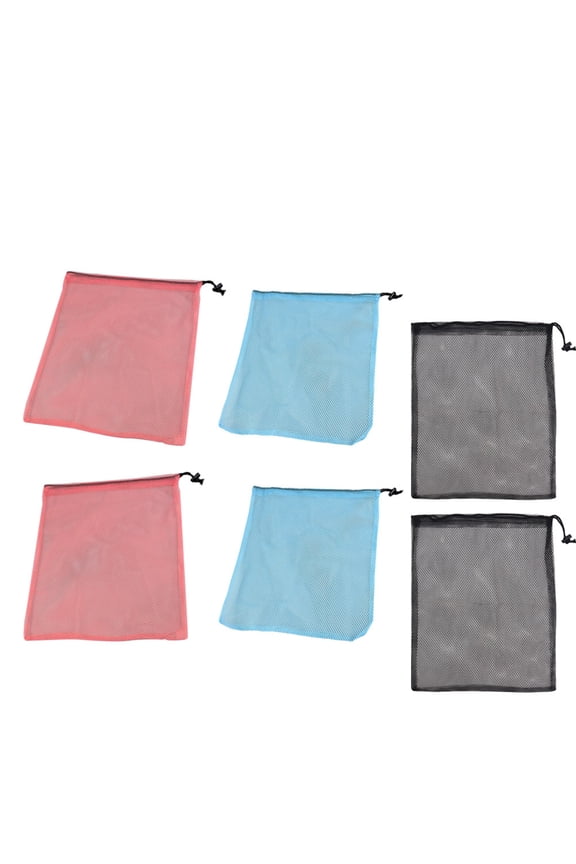 6-Pack Mesh Drawstring Backpacks for Beach, Travel, Storage - Lightweight, Carry Bags for Everyday Use