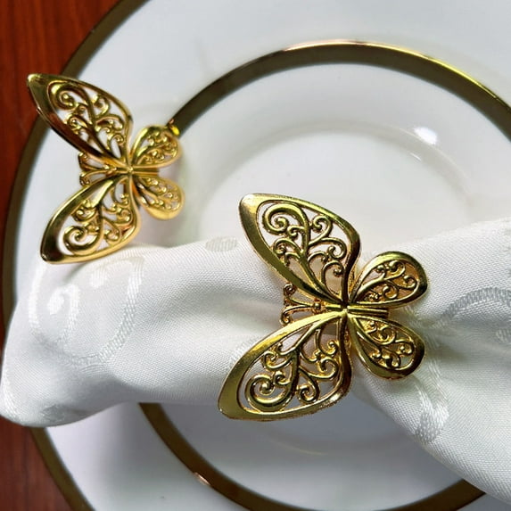 WHAMVOX 6 Pcs Buckle Napkin Holder Butterfly Dinner Party