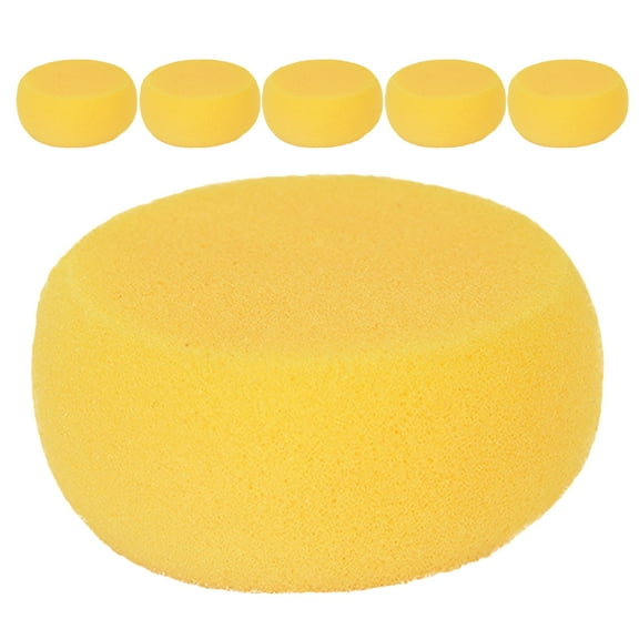 WHAMVOX 6 Pcs Circular Cleaning Sponge Drawing Sponges for Kids Child Yellow