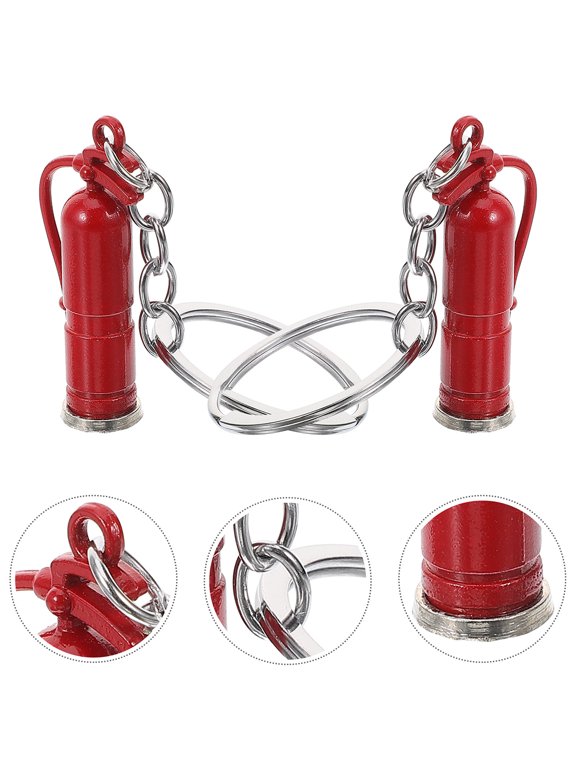 Alloy Firefighter Keychain Red Unique Design for Hanging Keys 6Pcs