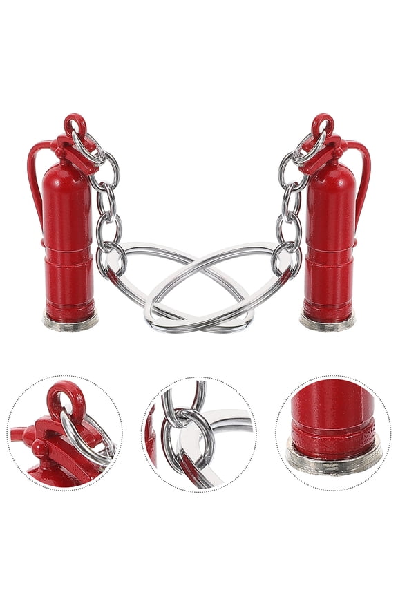 6-Pack Zinc Alloy Firefighter Keychains with Red Charm for Key Holders