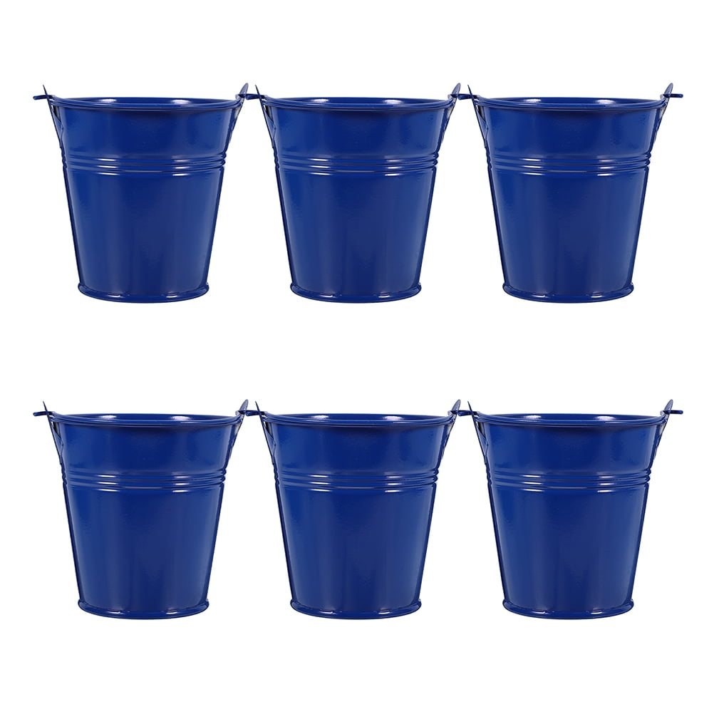 WHAMVOX 6 Pcs Handle Iron Bucket Photo Prop Small Galvanized Buckets ...