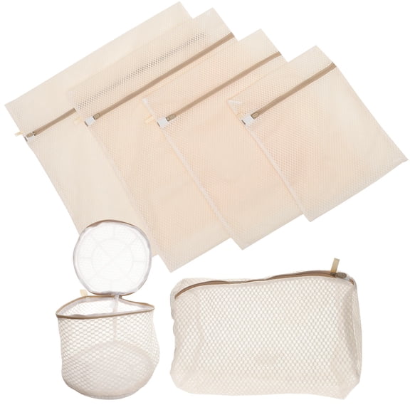 WHAMVOX 6 Pcs Laundry Mesh Bag Net Bags Small Mini Delicate Wash Travel Baby Beige