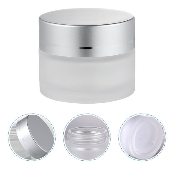 WHAMVOX 6 Pcs Makeup Storage Jar Half Transparent Glass Container with Lid