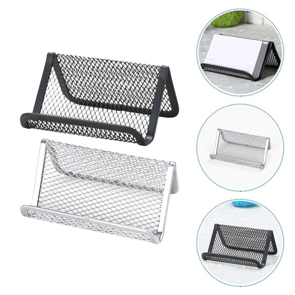 WHAMVOX 6-Pack Metal Business Card Holders with Mobile Phone Stands, Desk Organizer for Office and Home Use