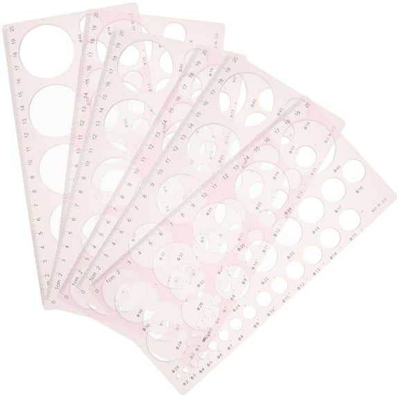 WHAMVOX 6 Pcs Plastic Drawing Rulers Geometry Tool Technical Templates Circle for Crafts Student Pink