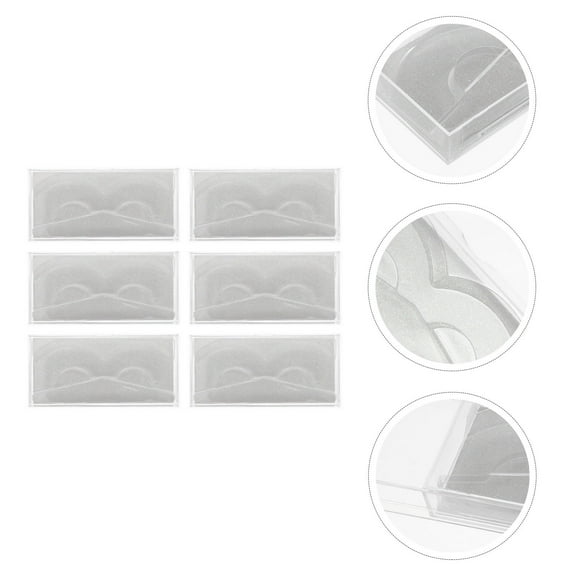WHAMVOX 6 Pcs Plastic Lash Case Eyelash Boxes Make up Holder Silver