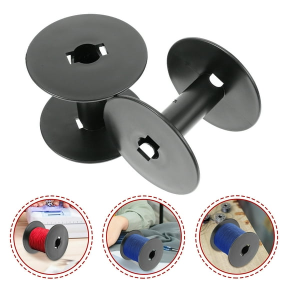 WHAMVOX  6 Pcs Plastic Reel Thread Spool Holder Small Sewing Bobbins Black