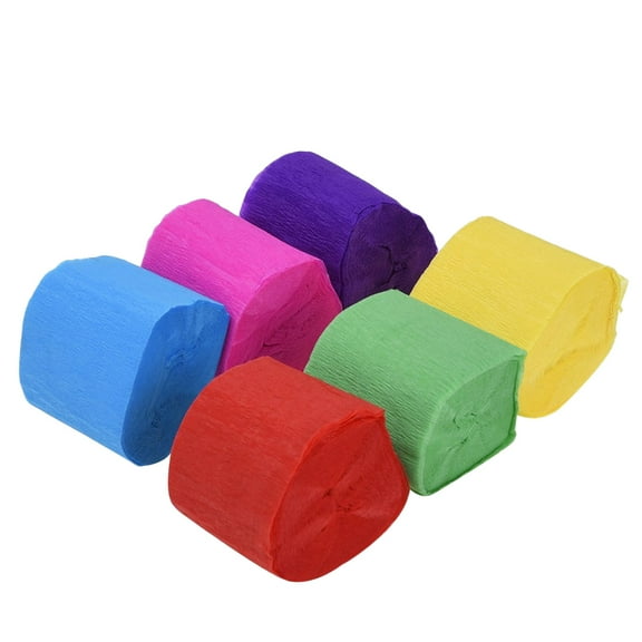 YSNOOWE 6Pcs Non Recycled Crepe Paper Streamer Rolls Assorted Colors for Event Decor