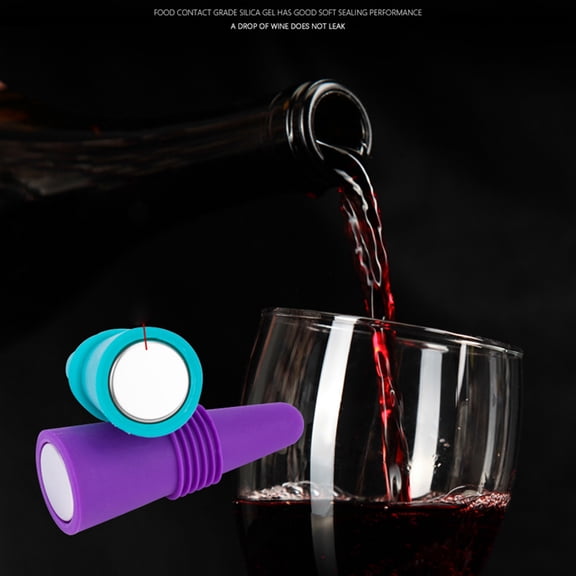 WHAMVOX  6 Pcs Rubber Wine Stoppers Silicone Beer Bottle Cover Para Cork Purple