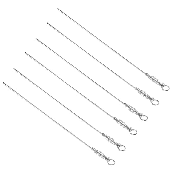 WHAMVOX  6 Pcs Stainless Steel Barbecue Fork Sticks Spring Portable Silver 40.5X2.3CM