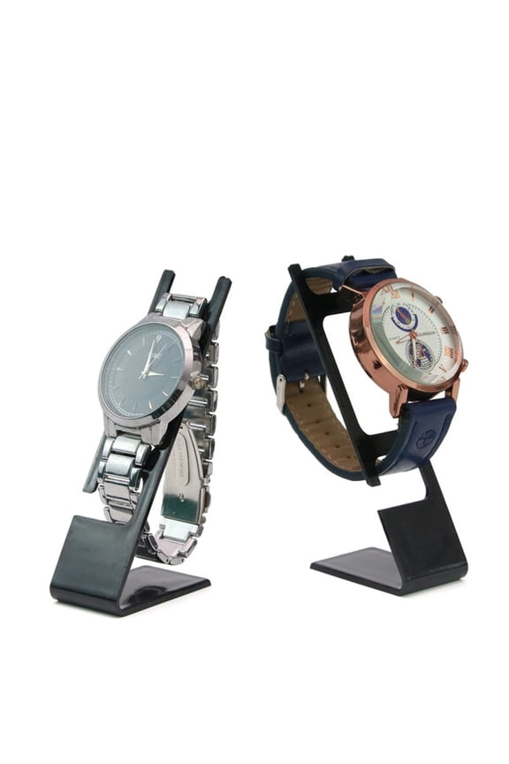 6-Pack Black Watch Display Stands with Key Holders, Organizer Racks for Wristwatch Storage and Collection